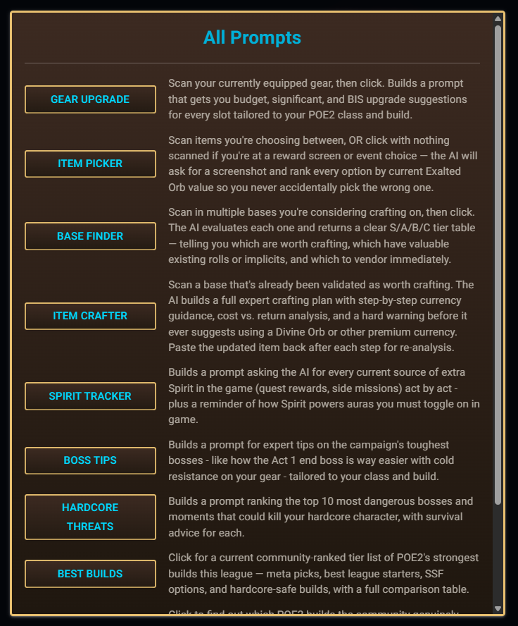 POE2 All Prompts